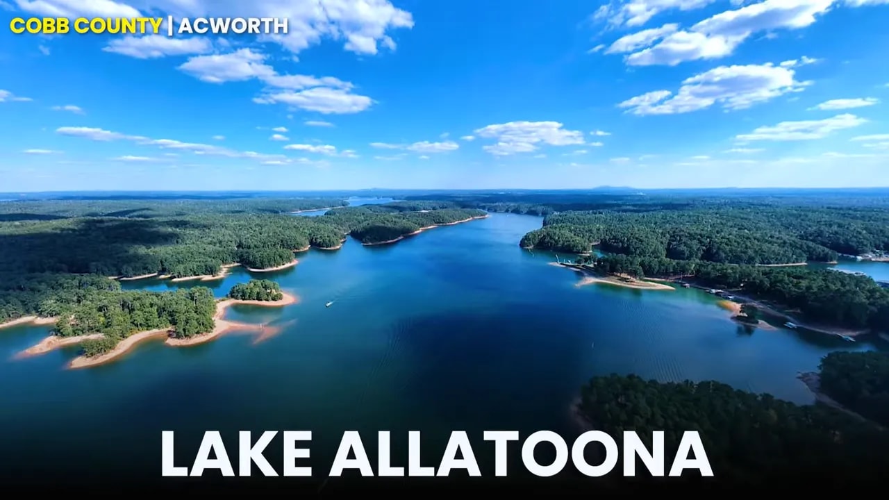 Aerial views of Lake Allatoona and Lake Acworth
