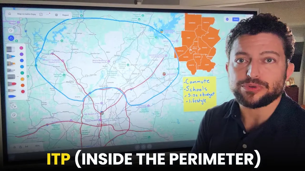Atlanta road map showing Interstate 285 around the city