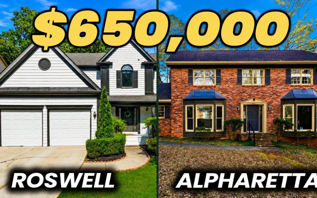 Side by side comparison of Alpharetta and Roswell Georgia homes at a $650,000 budget