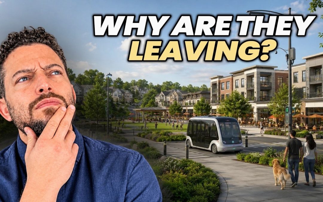 YouTube thumbnail for the video: three Atlanta suburbs emptying out while three others grow fast